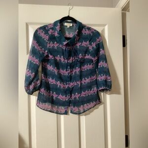 ModCloth ballerina print button up blouse